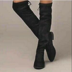 UNISA Over the Knee Black Suede Boots | Chunky Block Heel